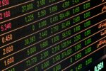 Detailed view of a stock market screen showing numbers and data, symbolizing financial trading.